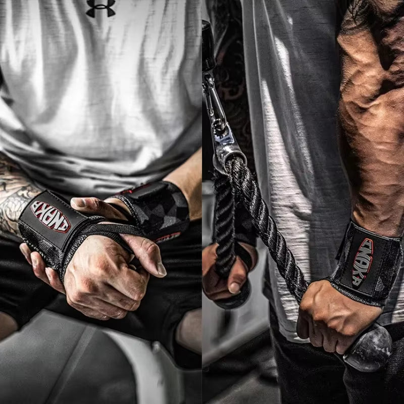 1 Pair Weight Lifting Wrist Wraps Fitness Wrist Straps Gym Powerlifting Wristband Bodybuilding Training Thumb Loop Support