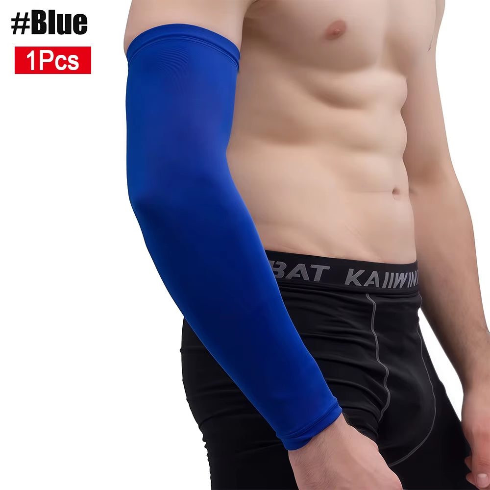 1Pcs Sports Arm Compression Sleeve Basketball Cycling Arm Warmer Summer Running UV Protection Volleyball Sunscreen Bands