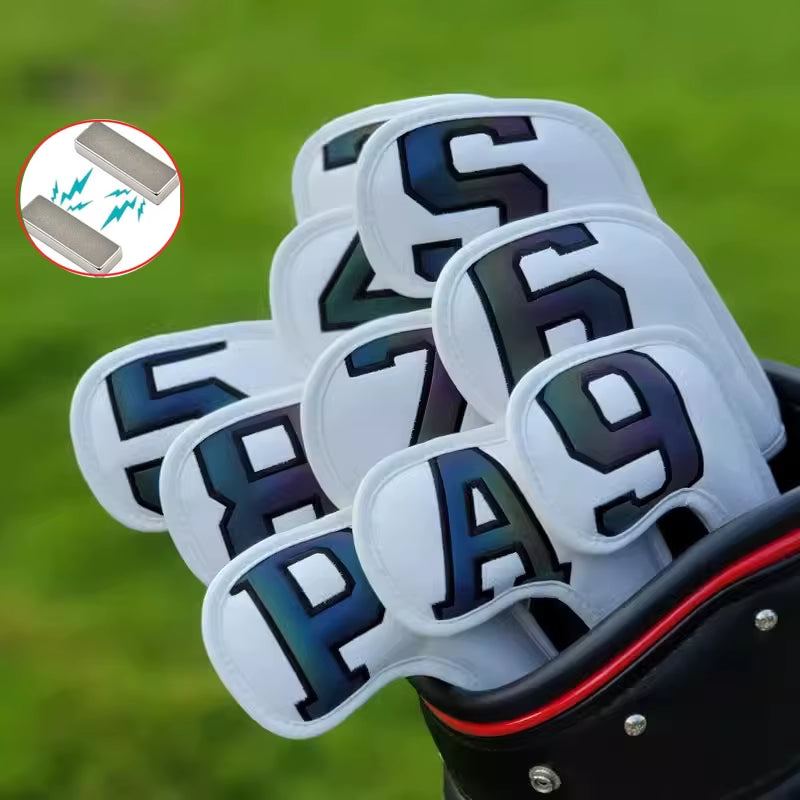 10Pcs Magnetic Golf Iron Wedge High-End Golf Iron Head Cover Iron Head Cover Cover 3-9 ASP 10Pcs 6 Colors Golf Accessories