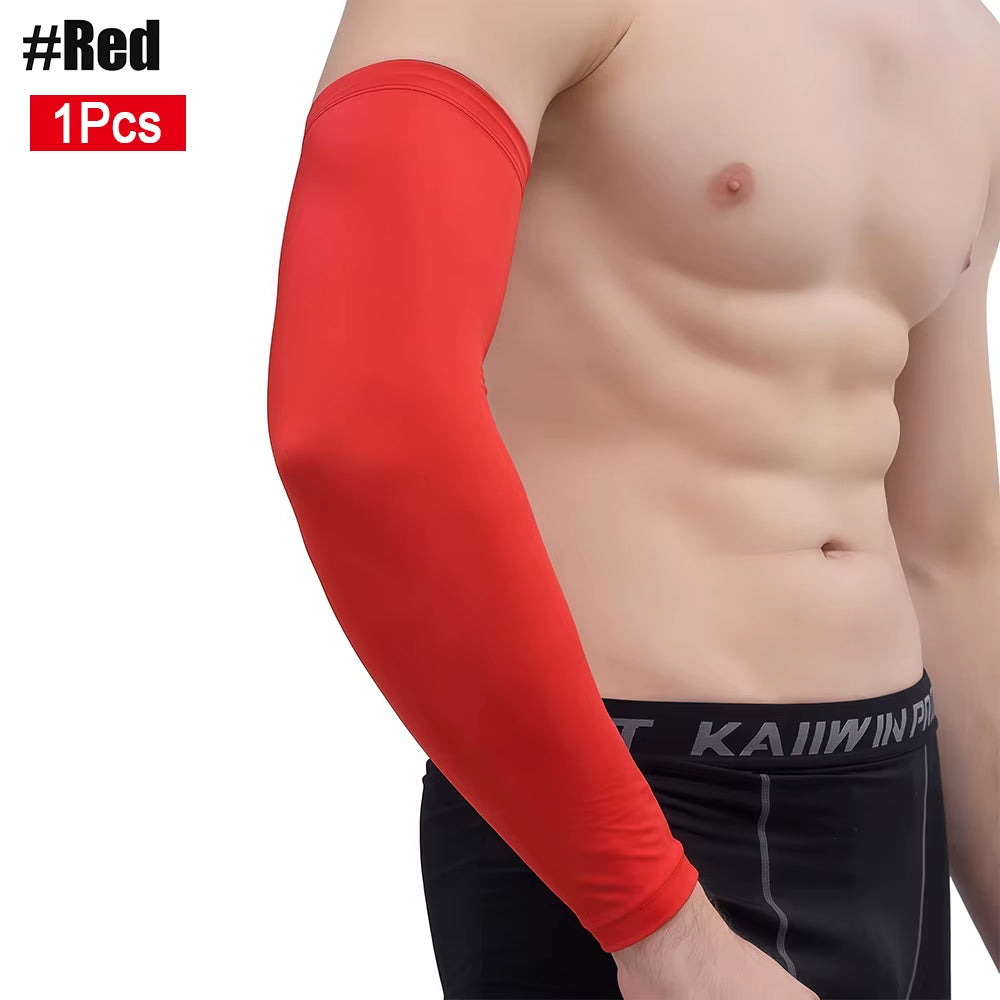 1Pcs Sports Arm Compression Sleeve Basketball Cycling Arm Warmer Summer Running UV Protection Volleyball Sunscreen Bands