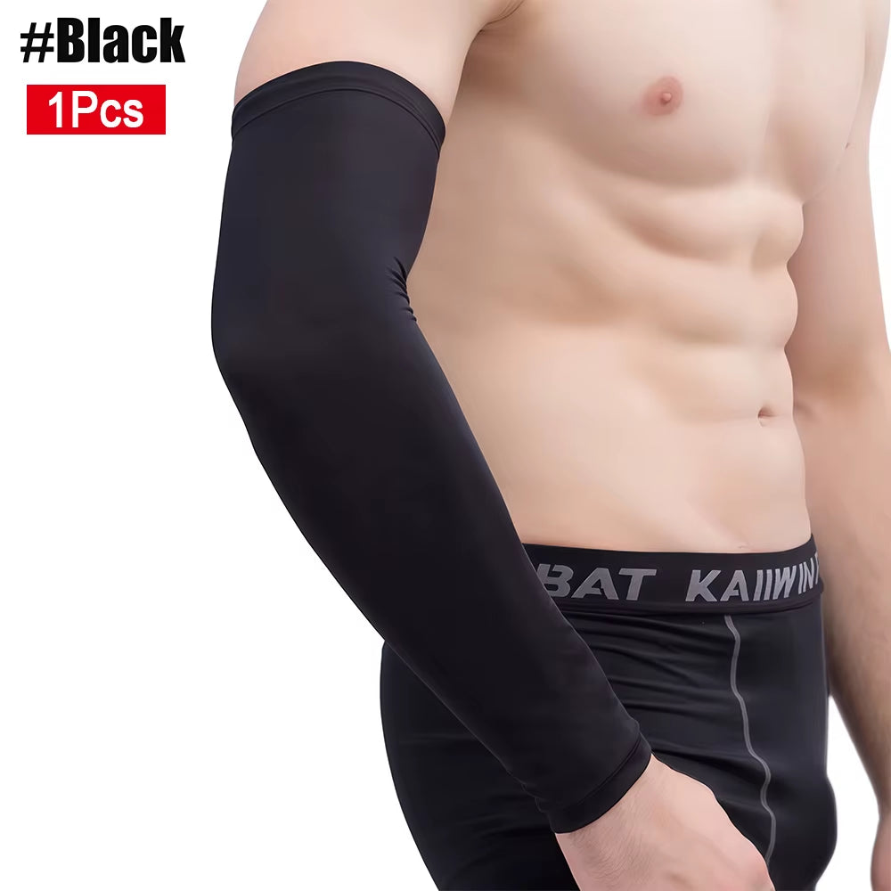 1Pcs Sports Arm Compression Sleeve Basketball Cycling Arm Warmer Summer Running UV Protection Volleyball Sunscreen Bands